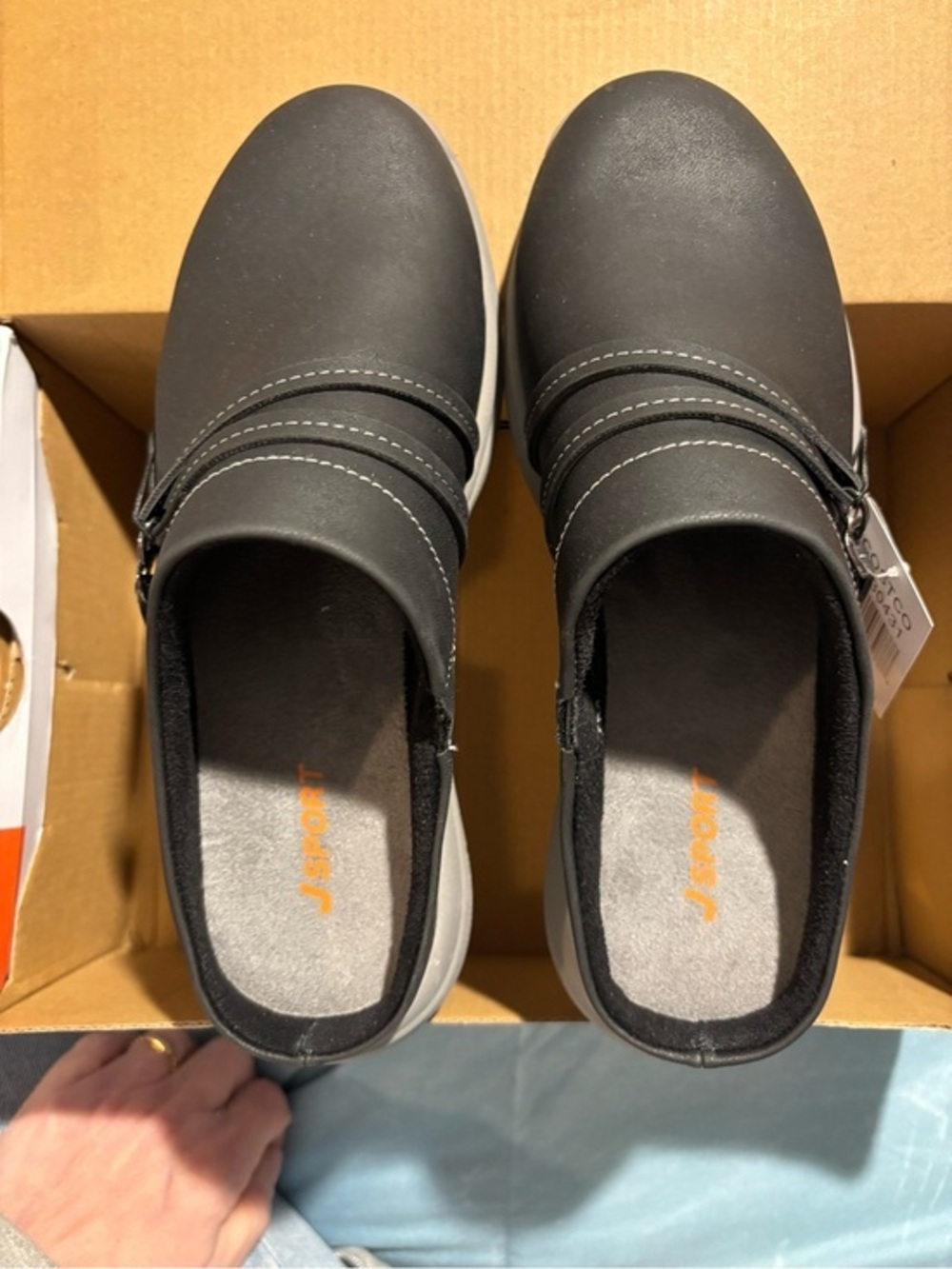 J Sport by Jambu Gina Black Slip-On Clog with Buckle Strap